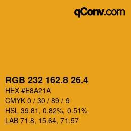 カラーコード: RGB 232 162.8 26.4 | qconv.com