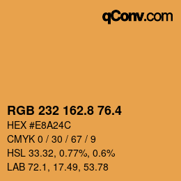 カラーコード: RGB 232 162.8 76.4 | qconv.com