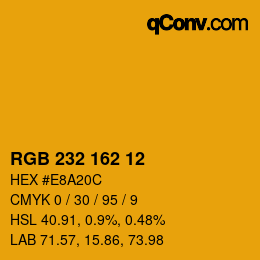 Color code: RGB 232 162 12 | qconv.com