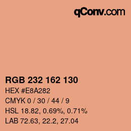 Color code: RGB 232 162 130 | qconv.com