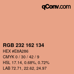 カラーコード: RGB 232 162 134 | qconv.com