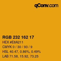 Color code: RGB 232 162 17 | qconv.com