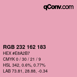 Color code: RGB 232 162 183 | qconv.com