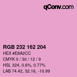 Color code: RGB 232 162 204 | qconv.com