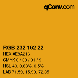 Color code: RGB 232 162 22 | qconv.com