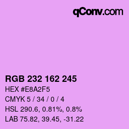 Color code: RGB 232 162 245 | qconv.com