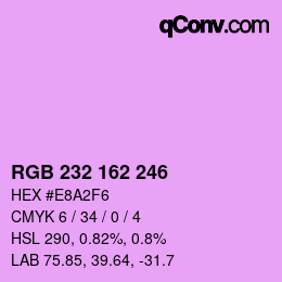 Color code: RGB 232 162 246 | qconv.com