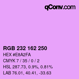 Color code: RGB 232 162 250 | qconv.com