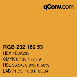 Color code: RGB 232 162 53 | qconv.com