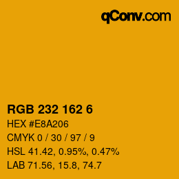 カラーコード: RGB 232 162 6 | qconv.com