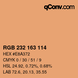 Color code: RGB 232 163 114 | qconv.com