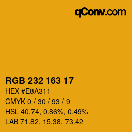 Color code: RGB 232 163 17 | qconv.com