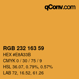 Color code: RGB 232 163 59 | qconv.com