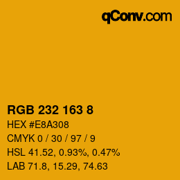 颜色代码: RGB 232 163 8 | qconv.com