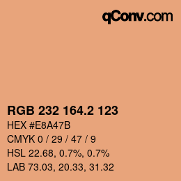 カラーコード: RGB 232 164.2 123 | qconv.com