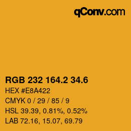 カラーコード: RGB 232 164.2 34.6 | qconv.com