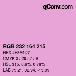 Color code: RGB 232 164 215 | qconv.com
