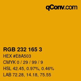 Color code: RGB 232 165 3 | qconv.com