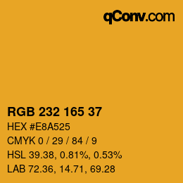 Color code: RGB 232 165 37 | qconv.com