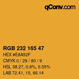 Color code: RGB 232 165 47 | qconv.com
