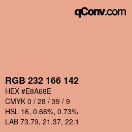 Color code: RGB 232 166 142 | qconv.com