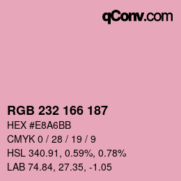 Color code: RGB 232 166 187 | qconv.com