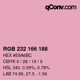 Color code: RGB 232 166 188 | qconv.com