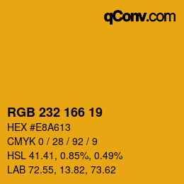 Color code: RGB 232 166 19 | qconv.com