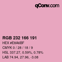 Color code: RGB 232 166 191 | qconv.com