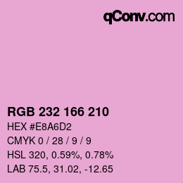 Color code: RGB 232 166 210 | qconv.com