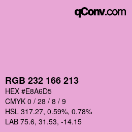 Color code: RGB 232 166 213 | qconv.com