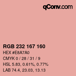 Color code: RGB 232 167 160 | qconv.com