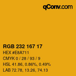Color code: RGB 232 167 17 | qconv.com