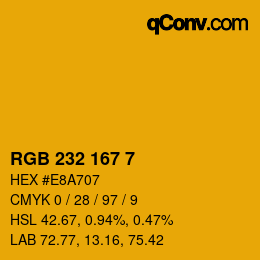 Color code: RGB 232 167 7 | qconv.com