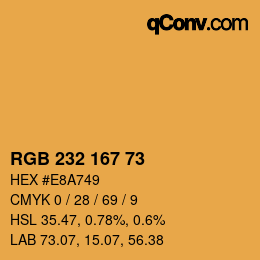 Color code: RGB 232 167 73 | qconv.com