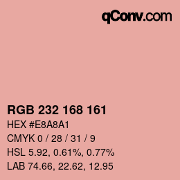 Color code: RGB 232 168 161 | qconv.com