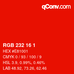 Color code: RGB 232 16 1 | qconv.com