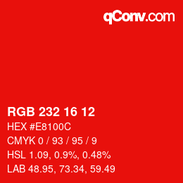 カラーコード: RGB 232 16 12 | qconv.com