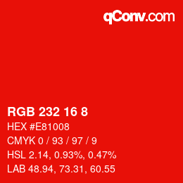 カラーコード: RGB 232 16 8 | qconv.com