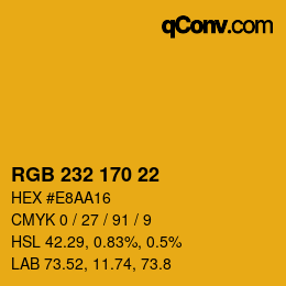 Color code: RGB 232 170 22 | qconv.com