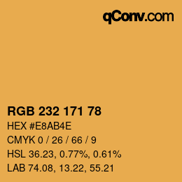 Color code: RGB 232 171 78 | qconv.com