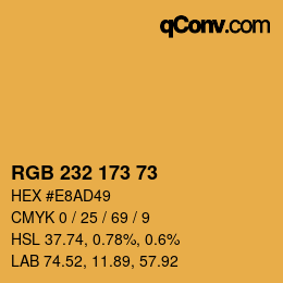 Color code: RGB 232 173 73 | qconv.com