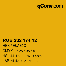 Color code: RGB 232 174 12 | qconv.com