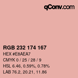 カラーコード: RGB 232 174 167 | qconv.com