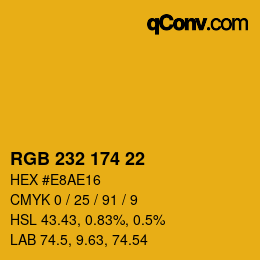 Color code: RGB 232 174 22 | qconv.com