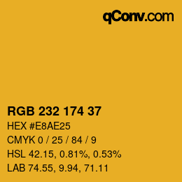 Color code: RGB 232 174 37 | qconv.com