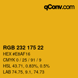 カラーコード: RGB 232 175 22 | qconv.com