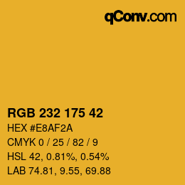 Color code: RGB 232 175 42 | qconv.com