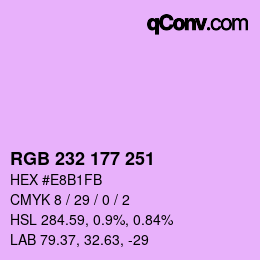 Color code: RGB 232 177 251 | qconv.com