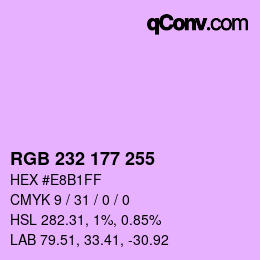 カラーコード: RGB 232 177 255 | qconv.com
